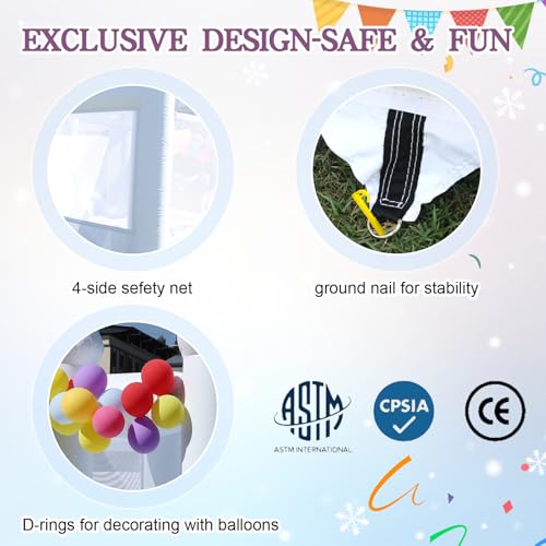13FT White Bounce House with Slide& Ball Pit for Adults,Commercial PVC Large Inflatable Bounce House Castle Outdoor with 950W Powerul Blower,Wedding Birthday Party Decorations 13x13x10FT - Image 6