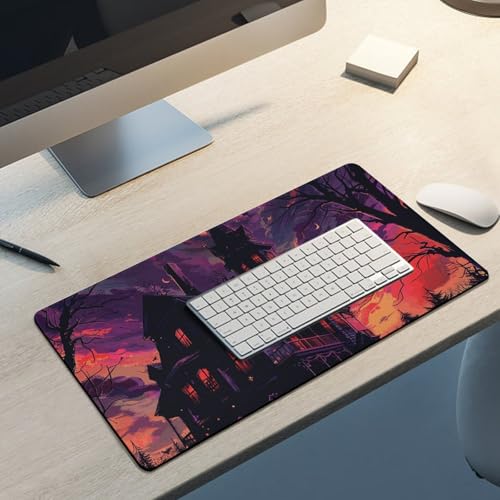Black Haunted House Desk Pad Large protector de escritorio miniatura 5