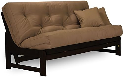 Nirvana Futons Arden Armless Dark Espresso (Near Black) Wood Futon Frame Full or Queen Size - Solid Hardwood Sofa Bed Frame Construction, Space Saving Design Ideal for RV, Small Rooms, and Dorms