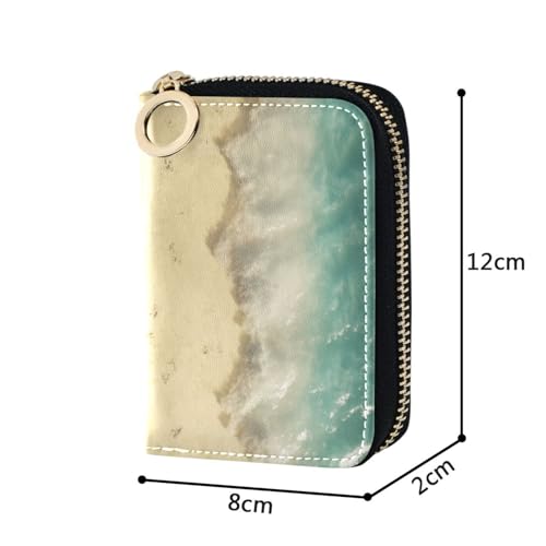 Beach Zipper Card Case Wallet for Women Single-Side Print PU Leather RFID Blocking 11 Compartments, Travel-Ready Ideal for Bags Clutches & Daily Commute4