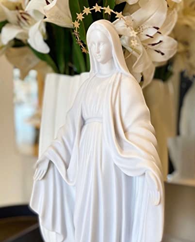 Imagem Nossa Senhora das Graças (Maciça) 52 cm em Pó de Mármore com Auréola Dourada