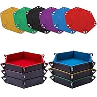 SIQUK 6 Stück Würfelbrett Doppelseitig Würfelbretter Samt Faltbar Würfeltablett Hexagon Würfelteller Leder Würfelbretter für RPG DND Dragons Würfel Gaming (Rot, Blau, Violett, Schwarz, Grün, Gelb)