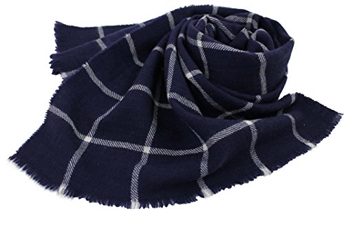 Écharpe tissée Rotfuchs en laine mérinos bleue et blanche style trendy r-91