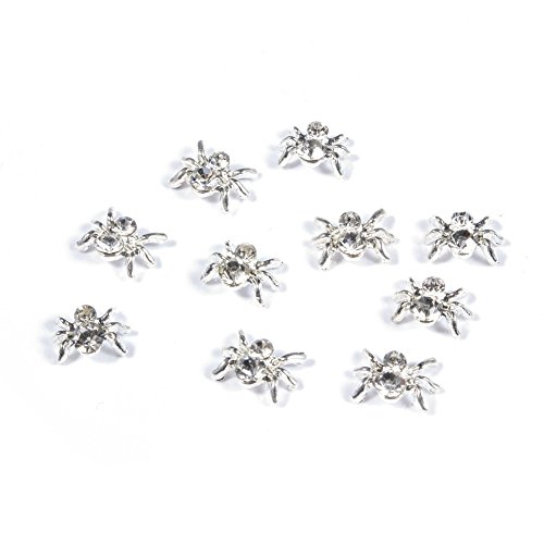 So Beauty 10pcs 3D Spider with Rhinestones Nail Art Glitters DIY Decorations