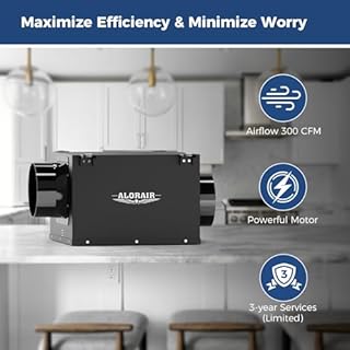 ALORAIR 6 Inch Inline Bathroom Exhaust Fan – Ultra Quiet 300 CFM Ventilation Fan for Bathroom, Attic, Kitchen, Garage, Laundry Room – Durable, Easy to Install, Powerful Airflow