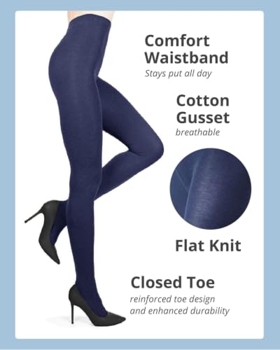 Image of MeMoi Brooklyn Flat Knit Sweater Tights for Women, Cotton Blend XS-6X