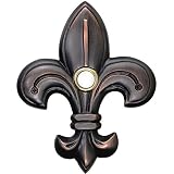 Waterwood Solid Brass Medium Fleur De Lis Doorbell in Oil Rubbed Bronze - Wired & Illuminated Push B