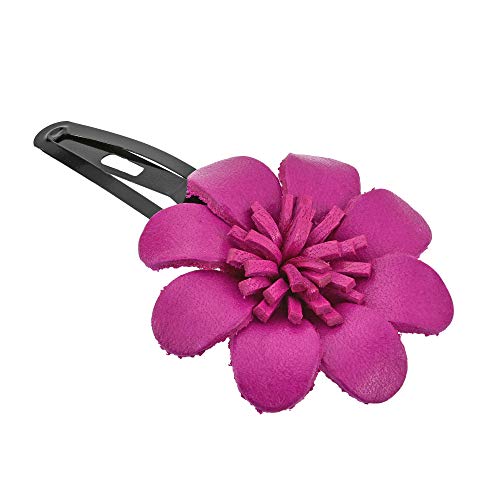 Aeravida Aesthetic and Sleek Genuine Fuchsia Pink Leather Flower Hair Clip | Summer Hair Clip | Hair Clip for children | Hair Clip for women |Gift for Daughter, Mother’s Day, Gift for HER, Statement Fashion