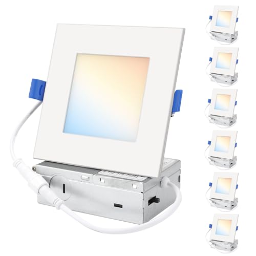 HONZIN 6 Pack 6 Inch Square LED Recessed Lighting