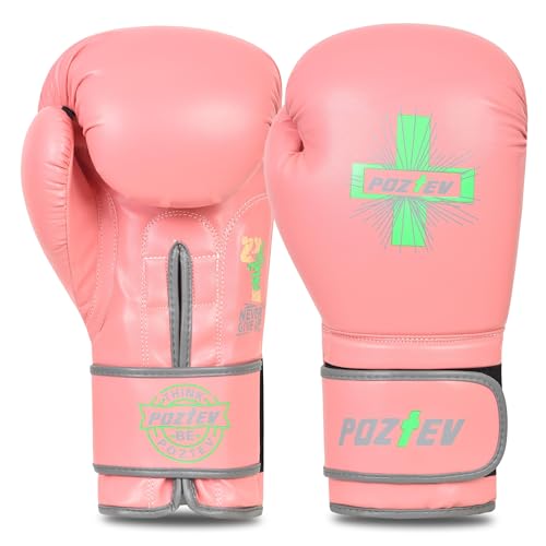 POZTEV Boxing Gloves for Men & Women Professional Workout Gloves for Sparring, Heavy Bag Training - Muay Thai Focus Mitts Punching Bag Ideal for MMA & Kickboxing Gloves(Pink,8oz) - Thumbnail 6
