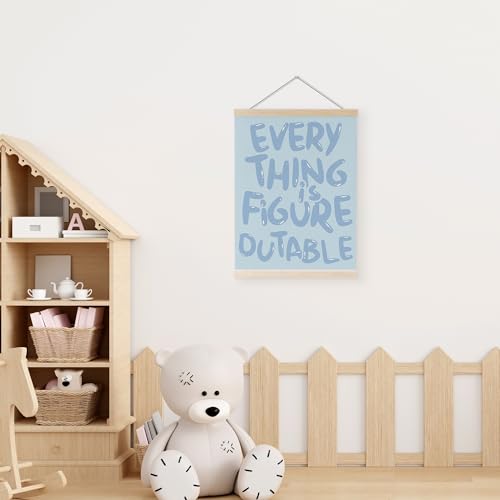 YQDEJ Everything Is Figureoutable Inspirational Wall Art Poster Hanger Frame, Blue Positive Affirmations Wall Decor, Blue Motivational Wall Art for Home Office Classroom, 12x16 Inch by YQDEJ - Image 3