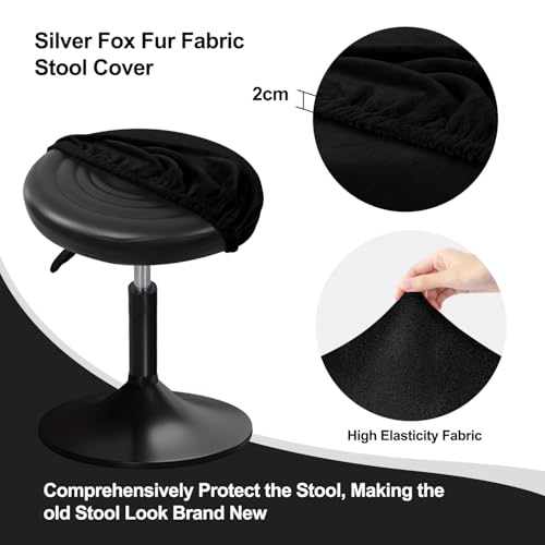 YINGAYOU Round Velvet Stool Cover 12-16 inch Bar Stool Seat Covers Round, Wellvery Well Made with Strong Elastic and are Rich Color that Doesn’t Fade, Soft and Comfortable (2, Black) by YINGAYOU - Image 2