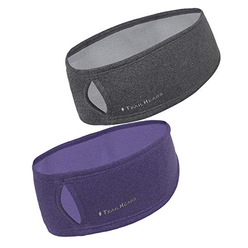 TrailHeads Lot de 2 bandeaux pour queue de cheval pour femme - Évacuation de l'humidité - Gris chiné/violet chiné Cover