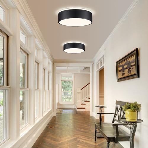 Vikaey Black LED Ceiling Light, Modern Flush Mount Ceiling Light Fixture, Not Dimmable Minimalist Round Metal Lighting Fixture Ceiling Lamp for Hallway, Entryway, Bedroom, Balcony, 11.81 Inch - Image 5