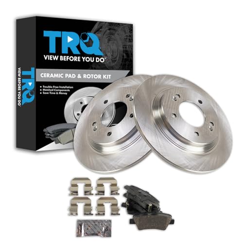 Image of TRQ Rear Brake Pad and Rotor Set Ceramic Compatible with 2018-2020 Hyundai Elantra GT 2016-2019 Sonata 2016-2020 Kia Optima 2016-2019 Soul EV