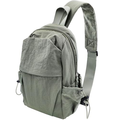 CHEESANHERR Brusttasche Klein, Schultertasche Leichte, Sling Crossbody Bag, Schulterrucksack Umhängetasche für Herren Damen Chest Daypack Rucksack für Reisen Wandern Outdoor-Sportarten (Grün)