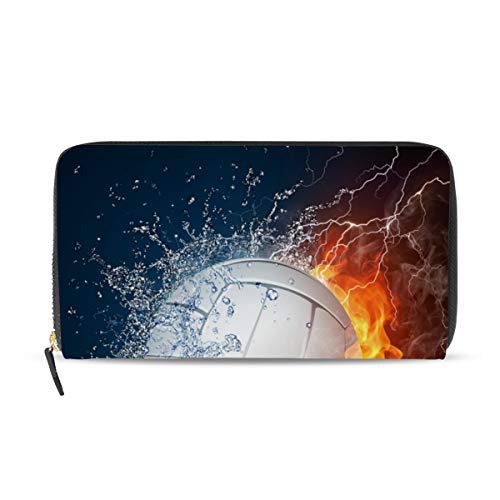 Portefeuille long en cuir zippé pour femme idéal pour le volley-ball et le sport