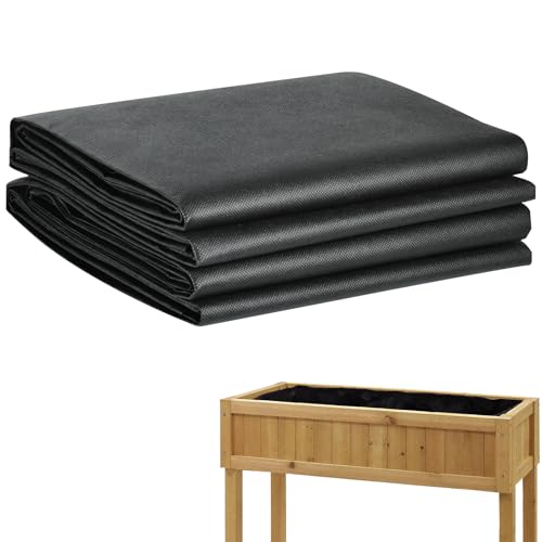 Sibosen Lot de 2 doublures en tissu pour grand bac à légumes extérieur surélevé, doublure de jardinière en non-tissé noir, pour bacs à légumes et...