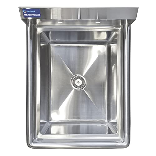 Image of AmGood Stainless Steel Prep & Utility Sink | 304 Stainless Steel | Overall Size: 29 3 /4 inch x 23 5 /8 inch | Restaurant, Kitchen, Laundry, Garage | NSF (Bowl Size: 24 inch x 18 inch No Faucet)