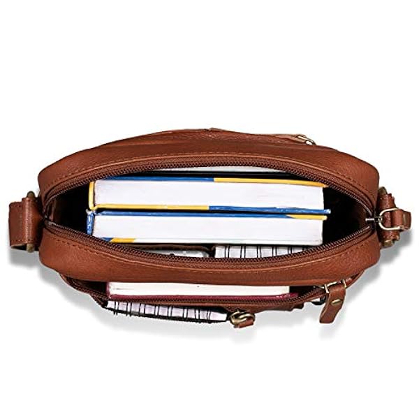 ROYALZ ROYALZ 'Dallas' Kleine Leren Schoudertas Heren Boodschappentas Crossbody Messenger Bag Vintage, Kleur:Roma Cognac Bruin