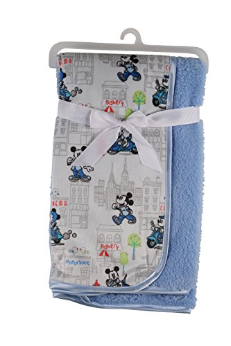 Disney Mickey Mouse Mink and Sherpa Double Sided Infant Blanket, in The City Print