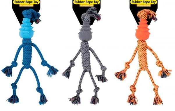 Dog Rubber Rope Man Dog Chew Toy. Colourful and Tug Toy, Dental Health, Durable Ropes, Rubber Head, Dental Cleaning - Image 3