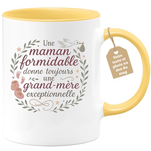 Café-Croissant - Mug Personnalisable Texte Photo Tasse Annonce Grossesse Future Mamie - Une Maman Formidable Donne Toujours Une Grand-Mère Exceptionnelle -...
