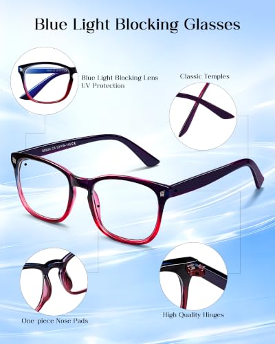 Image of 4 Pack Blue Light Glasses for Women Men, UV Protection Blue Light Blocking Computer Glasses - Lightweight