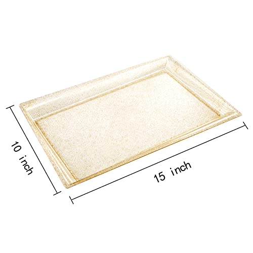 I00000 6 Pack Gold Glitter Plastic Serving Tray thumb #1