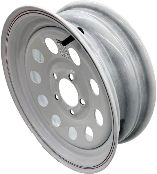 Premium Service 15x5 5 on 4.5 Modular Modular Steel Trailer Wheel - White with Pinstripes