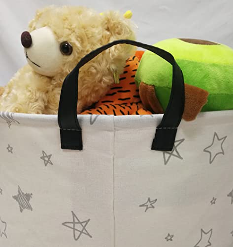 Image of Round Star Pattern Laundry Hamper Storage Basket Fabric Material Storage Hamper Organization Basket, Storage Bin, Gift Box with Handles for Room