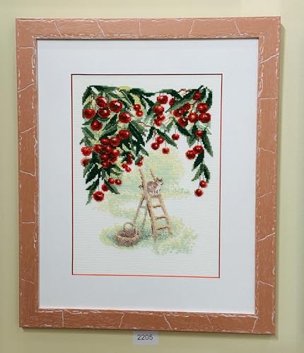 Kit point de croix RIOLIS 2205 motif jardin de cerises zen