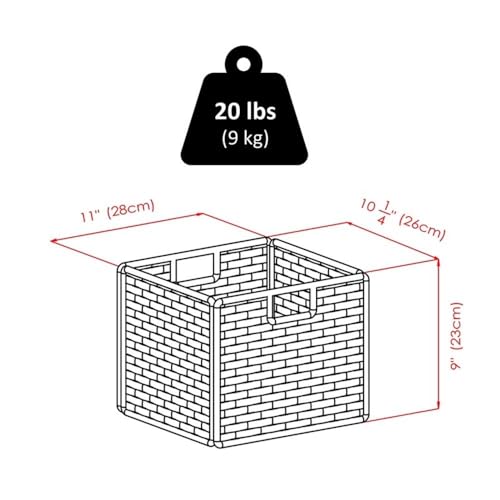 Winsome Leo 3-Tier Wide Storage Shelf with 6 Foldable Woven Baskets, for Living Room, Home Office, Bedroom, Espresso