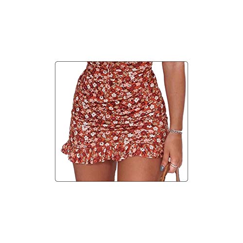 Vestido feminino Hawaii Mini sem mangas sexy com alças de babados e estampa floral cordão no peito,
