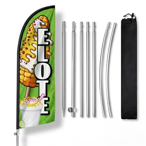 Drapeau en plumes Elote QSUM de 2,4 m pour animer votre snack-bar de plage