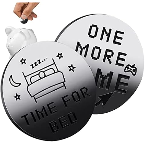 Eastuy Game Decision Coin | 1 More Game/Time for Bed Double Sided Coin - Gaming Flip Coin for Teens Boy Girl Gamer, Decision Maker Gifts Cover