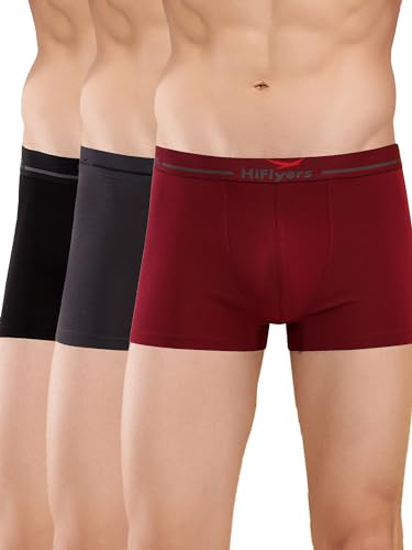 Image of HiFlyers Men's Cotton Spandex Odour-Free, Long Lasting Comfort, All Day Fresh and Confidence Dark Knight Collection Solid Trunks