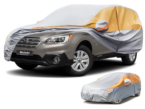 Image of Heavy Duty SUV Car Cover Custom Fit Subaru Outback (1994-2025), Car Covers for Automobiles Waterproof All Weather, Outdoor Full Exterior Covers with Zipper and Cotton Lining. Gray
