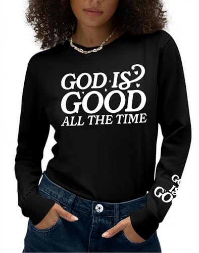 Long Sleeve Shirts for Women - Womens Christian Graphic Tees Religious Sayings Inspirational Tee Tops