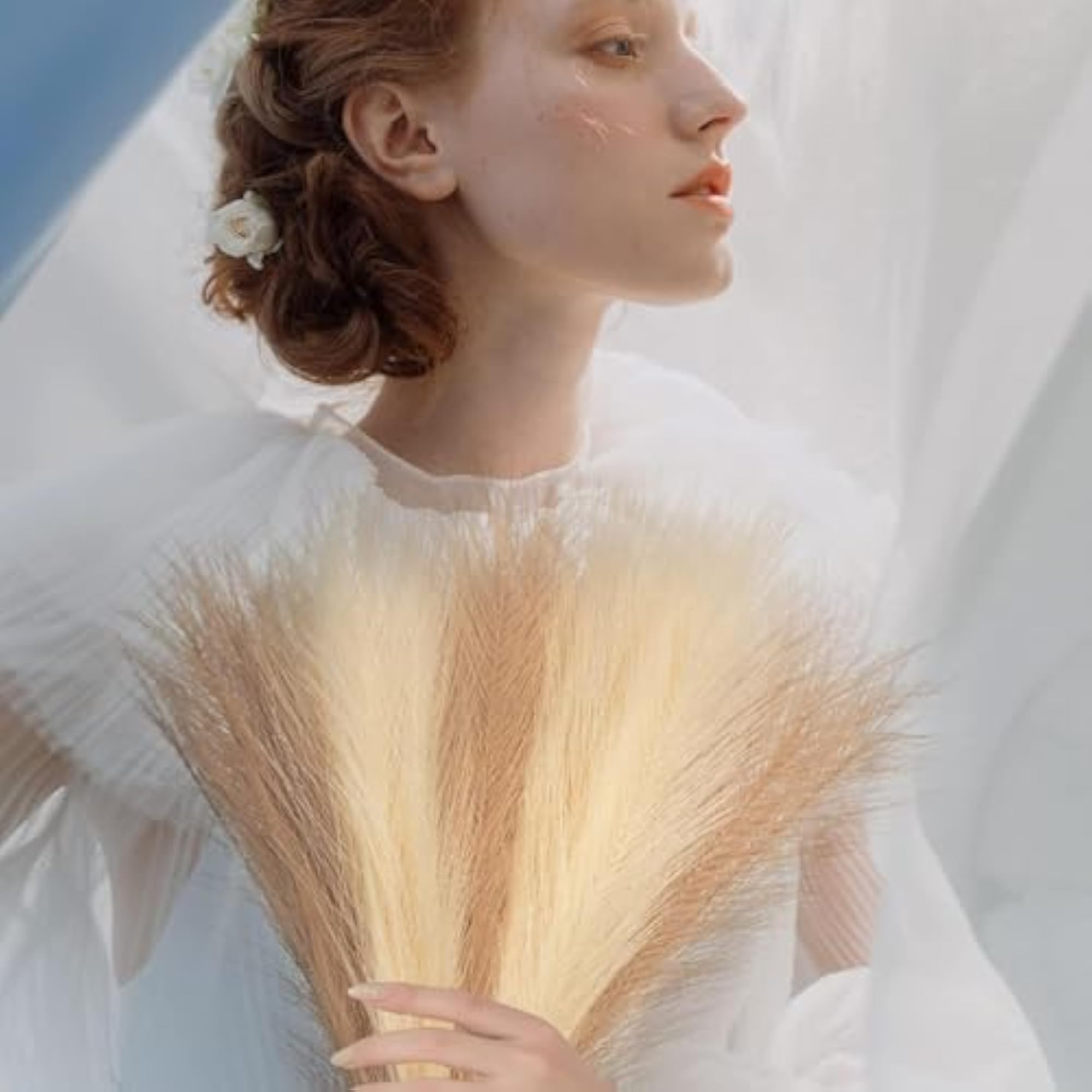 Faux Pampas Grass Flower Arrangement, 41cm for Boho Decor