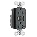Pass & Seymour TR-5362USBBK 3.1 Amp USB Chargers with 20 Amp Tamper-Resistant Receptacles Black