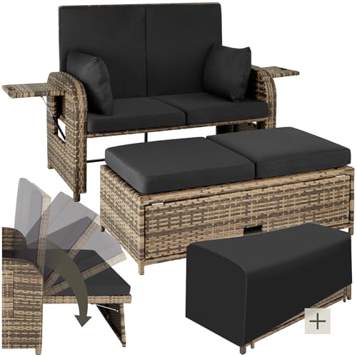 TecTake® Conjunto Jardín Ratán y Aluminio, Muebles Jardín Exterior 1 Sofá con Respaldo...