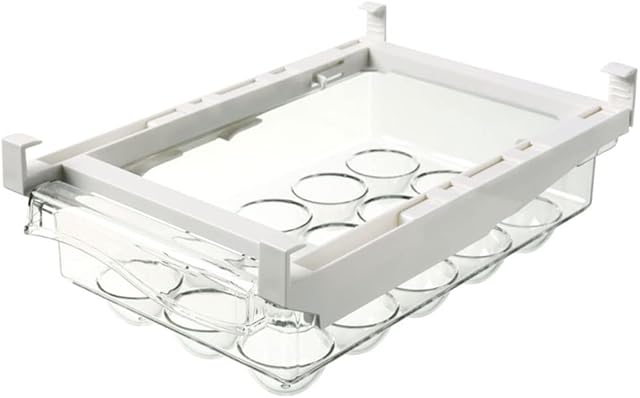 G-LIKE Fridge Egg Drawer Rack Holder Storage - Pull Out Egg Tray Space Saver Organization Baskets Fit for Fridge Shelf Under 0.6" (1 Pack)