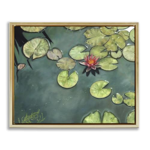 Pond Lily Lotus Peaceful Botanicals, 17 x 21 Inch Canvas in Floater Frame