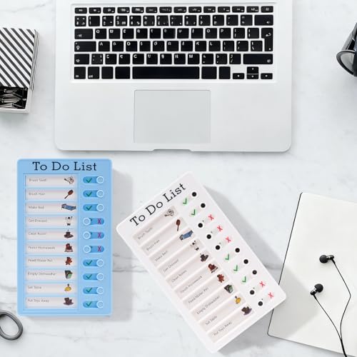 Ennoxwi 4 Stück To Do Liste, Routine Planer, Aufgaben Tafel für Kinder,Haushalt und Büro,20x12cm Memo Checklist Boards mit Austauschbaren Papieren,Wiederverwendbarer Organizer für Zeitplan&Lernplanung