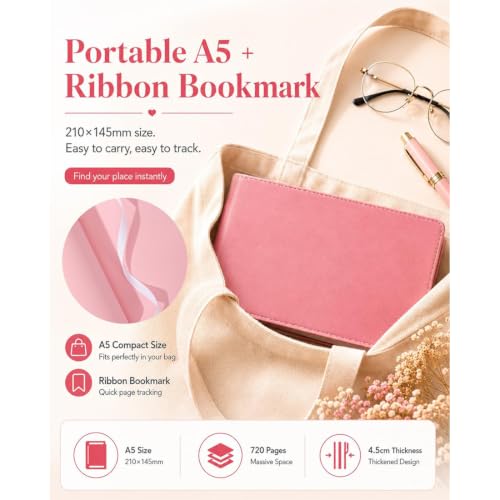 Carnet A5 couverture rigide bleue de 720 pages pour vos notes de bureau - 3