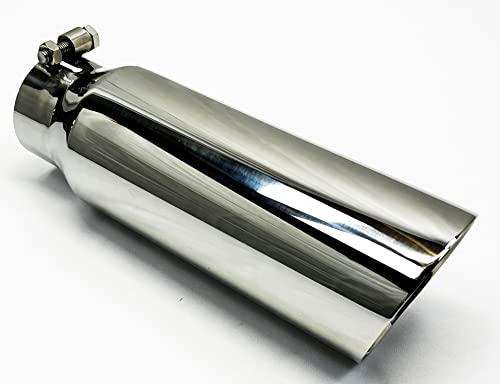 4.00" Diameter X 12.00" Long 3.00" Inlet Double Wall Angle Wdw40012-300-Ss Polished Stainless Steel Wesdon Exhaust Tip #TOP1