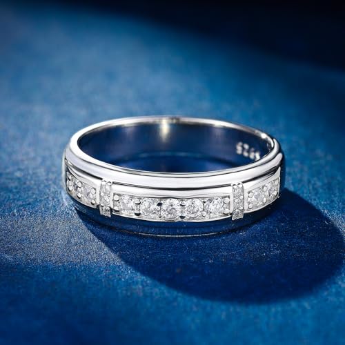 Mens Wedding Band AAAAA CZ 925 Sterling Silver Ring Promise Engagement Eternity Rings For Him Size 8-122
