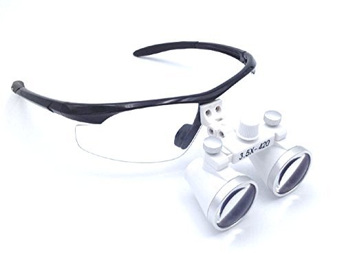 Aries Outlets 3.5x 420mm Working Distance Surgical Binocular Loupes Optical Glass with LED Head Light Lamp+Aluminum Box Black