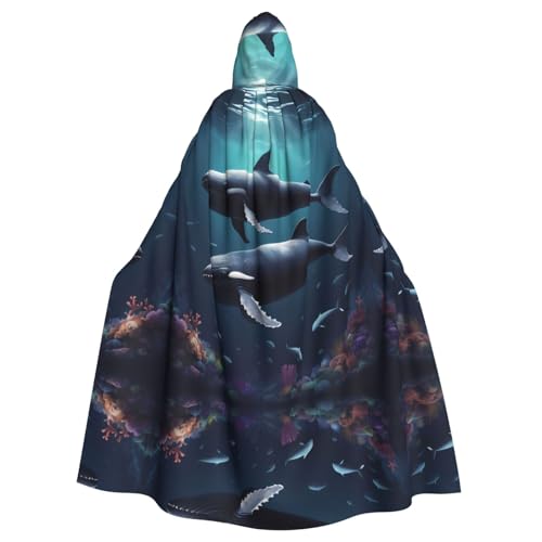 Manteau long à capuche imprimé baleines pour rester au sec sous la pluie